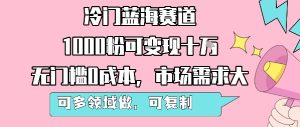 冷门蓝海赛道,1000粉可变现十W,无门槛0成本,市场需求大,可多领域做,可复制性强-苏柒资源库