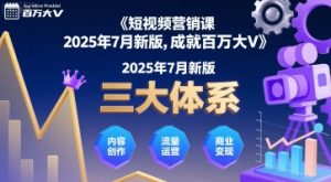 短视频营销课2025年7月新版,三大体系成就百万大V-苏柒资源库