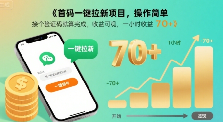 首码一键拉新项目，操作简单，接个验证码就算完成，收益可观， 一小时收益70+【揭秘】-苏柒资源库