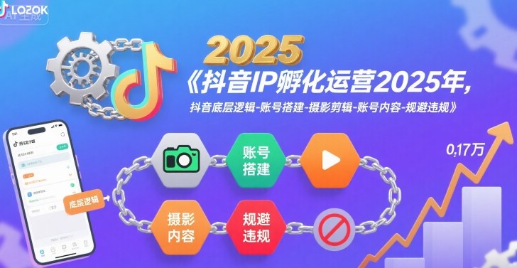 抖音IP孵化运营2025年，抖音底层逻辑-账号搭建-摄影剪辑-账号内容-规避违规-苏柒资源库
