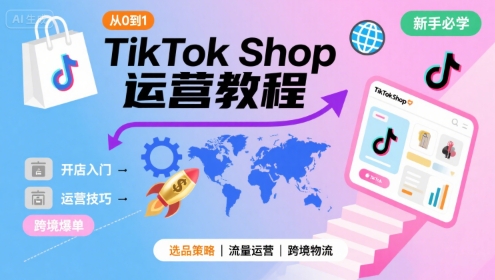 TikTok Shop从0到1运营教程，TikTok跨境电商新手必学课程-苏柒资源库