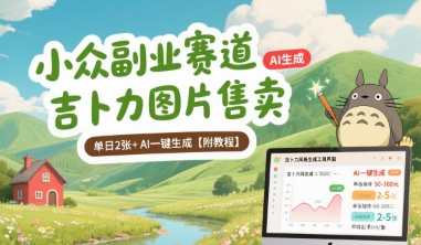 小众副业赛道 吉卜力图片售卖 单日2张+ AI一键生成【附教程】-苏柒资源库