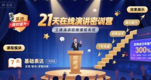 21天在线演讲密训营，王牌演讲招商课程系统-苏柒资源库