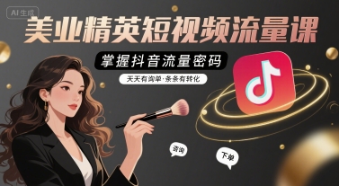 美业精英短视频流量课，掌握抖音流量密码，天天有询单，条条有转化-苏柒资源库