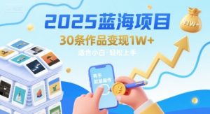 2025蓝海项目30条作品 变现1w+ 有手就能操作适合小白做-苏柒资源库