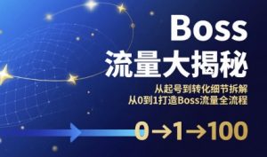 Boss流量大揭秘,从起号到转化细节拆解,从0到1打造Boss流量全流程-苏柒资源库