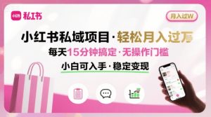 小红书私域项目 月入过W非常轻松 每天15分钟即可搞定,无任何操作门槛,小白可入手-苏柒资源库