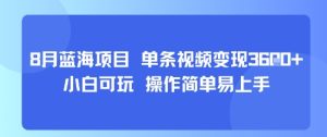 8月AI蓝海项目，单条视频变现1k+ 小白可玩 操作简单易上手-苏柒资源库