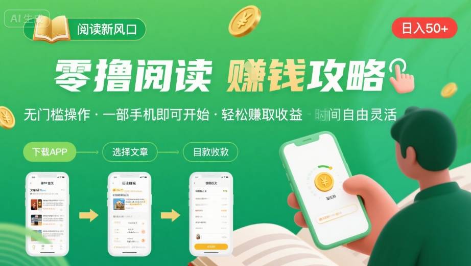 零撸阅读新风口，无门槛轻松挣，一部手机，日入 50-3张【揭秘】-苏柒资源库