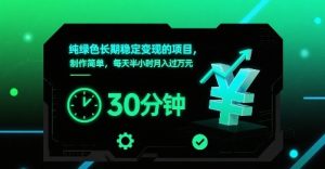 纯绿色长期稳定变现的项目，制作简单，每天半小时月入过1W-苏柒资源库