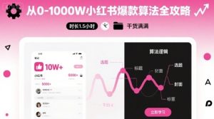 从0-1000W小红书爆款算法全攻略，时长1.5小时，干货满满-苏柒资源库