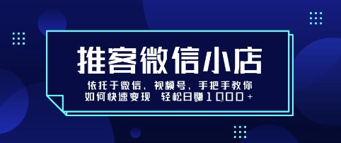 推客微信小店依托于微信、视频号，手把手教你如何快速变现 轻松日入1k+【揭秘】-苏柒资源库