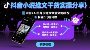抖音小说推文干货实操分享，混剪+AI图片卡特效爆量全流程，0粉丝0门槛可做-苏柒资源库