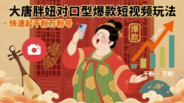大唐胖妞对口型爆款短视频玩法，快速起千粉万粉号-苏柒资源库