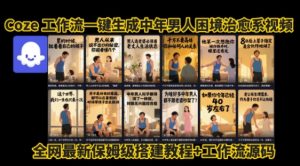 coze工作流一键生成”中年男人困境扎心高涨粉高播放量图文视频”保姆级拆解教程,无需剪辑,无需拍摄写文案-苏柒资源库