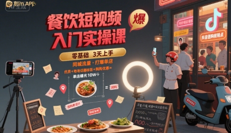 餐饮短视频入门实操课，引爆同城流量，打爆单店-苏柒资源库