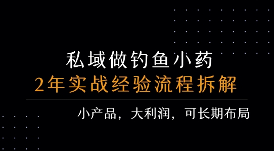 私域做钓鱼小药 每单利润3张+ 详细流程拆解-苏柒资源库