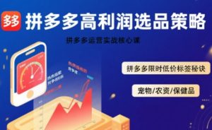 拼多多选品暴利技术实战课,拼多多高利润选品策略,拼多多限时低价标签秘诀-苏柒资源库