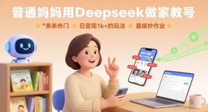 普通妈妈用Deepseek做家教号,条条热门,日变现1k+的玩法,直接抄作业-苏柒资源库