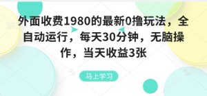 外面收费1980的最新0撸玩法,全自动挂G,每天30分钟,无脑操作,当天收益3张【揭秘】-苏柒资源库