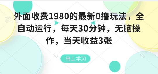 外面收费1980的最新0撸玩法，全自动挂G，每天30分钟，无脑操作，当天收益3张【揭秘】-苏柒资源库