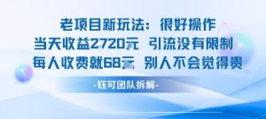 老项目新玩法当天收益1k+每个人收费68米 不违规不封号-苏柒资源库
