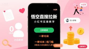 悟空直搜拉新小红书实操教学,一单10米,低门槛,0粉丝小白也能日入多张-苏柒资源库