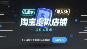 淘宝虚拟店铺项目实战课,一个人也能做,无需货源、0成本起步,月入5k-苏柒资源库