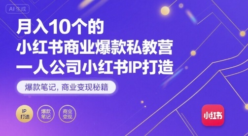 月入10个的小红书商业爆款私教营，一人公司小红书IP打造，爆款笔记，商业变现秘籍-苏柒资源库