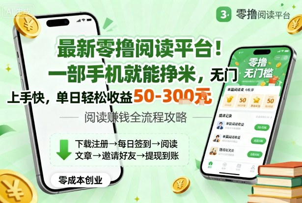 最新零撸阅读平台！一部手机就能挣米，无门槛上手快，单日轻松收益50-3张【揭秘】-苏柒资源库