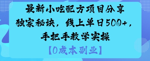 最新小吃配方项目分享独家秘诀，线上单日5张，手把手教学实操-苏柒资源库