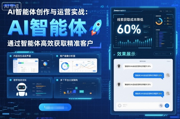 AI智能体创作与运营实战，实体门店通过智能体高效获取精准客户-苏柒资源库