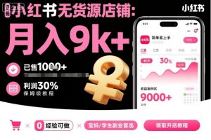 小红书无货源店铺项目,简单易上手,月入9k+,保姆级教程-苏柒资源库