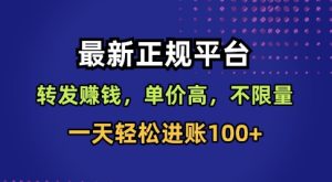 最新正规平台,转发賺钱,单价高,不限量,一天轻松进账100+【揭秘】-苏柒资源库