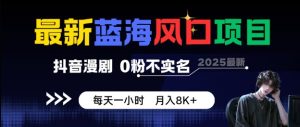 最新蓝海风口项目,抖音漫剧,0粉不实名每天一小时,月入8K+【揭秘】-苏柒资源库