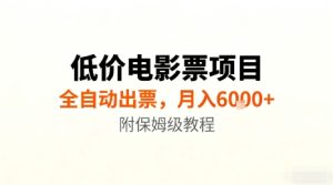 低价电影票项目,全自动出票,月入6k+,附保姆级教程【揭秘】-苏柒资源库