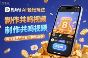 视频号AI轻松玩法,制作共鸣视频,每日简单产出数十条收益8张-苏柒资源库