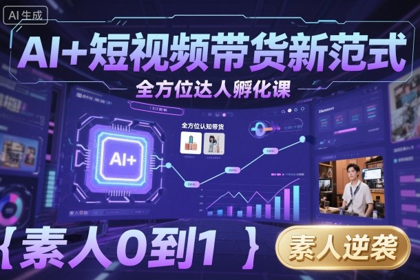 AI+短视频带货新范式全方位达人孵化课，素人也可以从0到1，全方位认知短视频带货-苏柒资源库