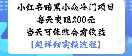 小红书暗黑小众冷门项目每天变现2张当天可能就会有收益-苏柒资源库