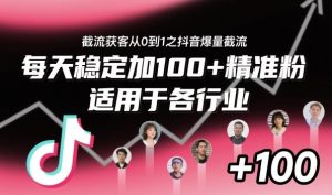 截流获客从0到1之抖音爆量截流,每天稳定加100+精准粉,适用于各行业-苏柒资源库