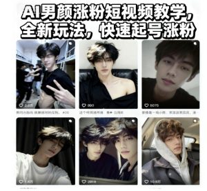 AI男颜涨粉短视频教学,全新玩法,快速起号涨粉-苏柒资源库