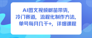 AI图文视频树苗带货,冷门赛道,流程化制作方法,单号每月几K,详细课程-苏柒资源库
