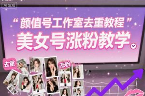 颜值号工作室去重教程,美女号涨粉教学-苏柒资源库