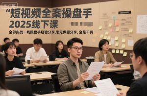 短视频全案操盘手2025线下课,全部实战一线操盘手经验分享,毫无保留分享,全是干货-苏柒资源库