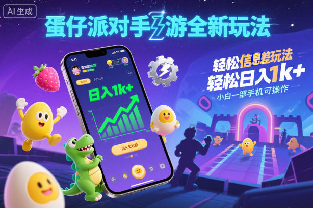 蛋仔派对手游全新玩法，轻松日入1k+，风口信息差玩法，当天见收益，小白一部手机可操作-苏柒资源库